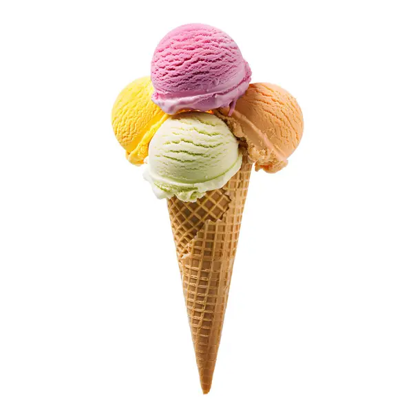 Boules Crème Glacée Colorées Empilées Cône Images De Stock Libres De Droits