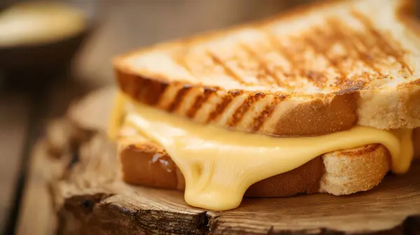 Scrumptious Melted Cheese on Toasted Sandwich Closeup
