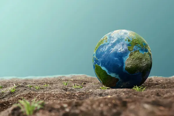 Gleaming Earth Resting on Fertile Soil - Symbolizing Environmental Hope