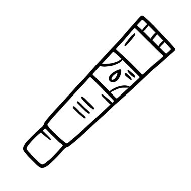 Bir krem tüpünün el çizimi vektör çizimi, doğrusal biçimi