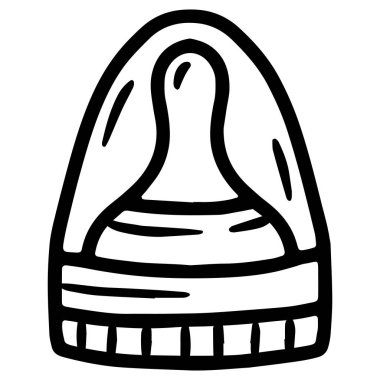 El çizimi bir bebek meme ucu çizimi, kapaklı, doğrusal stil.