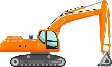 Excavator Icon in Flat Style.