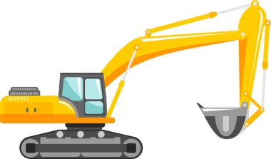 Excavator Icon in Flat Style.