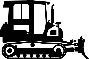Düz Biçimli Buldozer Simgesinin Silueti.