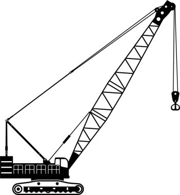 Düz Biçimli Mobil Crane Simgesinin Silueti.