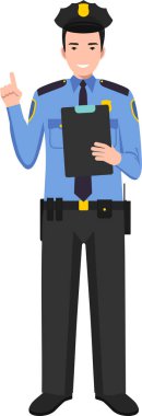 Geleneksel Üniformalı Karakter Simgesi Düz Biçimli Amerikan Polis Memuru.