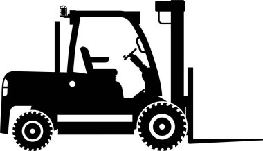 Tekerlek Forklift Simgesinin Düz Biçimli Silueti.