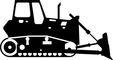 Düz Biçimli Buldozer Simgesinin Silueti.