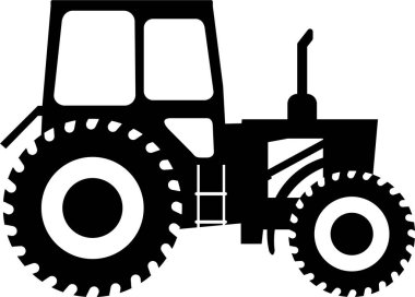 Çiftlik Traktörü Araç Simgesi Silueti Düz Biçimli.