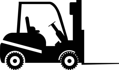 Tekerlek Forklift Simgesinin Düz Biçimli Silueti.