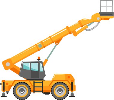 Havacılık Çalışma Platformu Kova Kamyonu Simgesi Düz Biçimli.