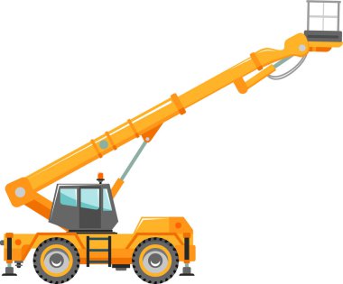 Havacılık Çalışma Platformu Kova Kamyonu Simgesi Düz Biçimli.