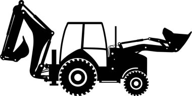 Düz Biçimli Tekerlek Yedekleme Yükleyici Simgesi Silueti.