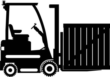 Tahta Taşıyıcı Simgesi Düz Biçimli Tekerlek Forklift Silueti.