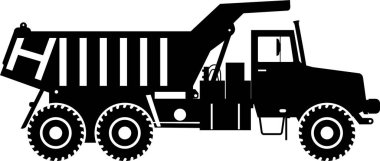 Düz Biçimli Çöp Kamyonu Simgesi Silueti.