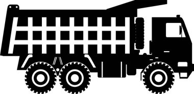 Düz Biçimli Çöp Kamyonu Simgesi Silueti.