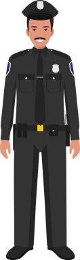 Geleneksel Üniforma Karakteri Simgesi Düz Biçimli İspanyol Polis Memuru.