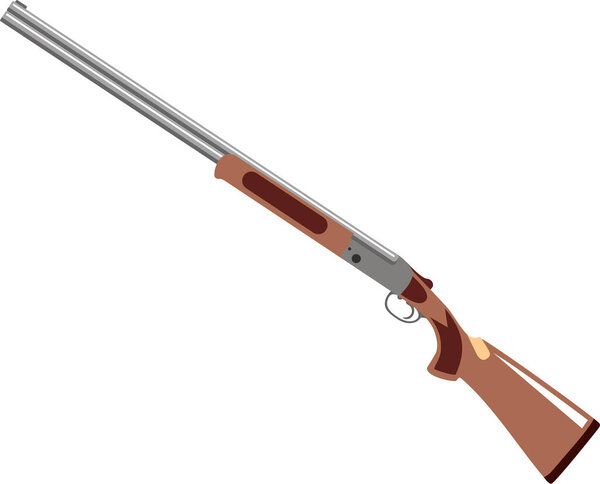 Изолированная икона охотничьего ружья в плоском стиле.