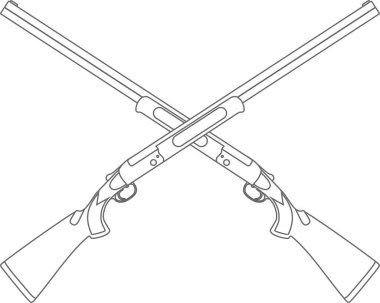 Çapraz Av Tüfekleri İzole Taslak Simgesi Düz Biçiminde.