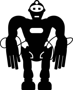 Düz Tarzlı Robot Simgesi. Çocuk Oyuncağı