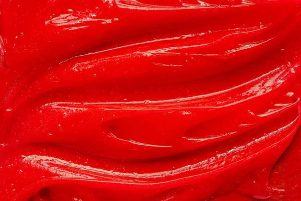 Κόκκινη Υφή Τζελ Καλλυντικά Διαυγή Υγρή Κρέμα Μουτζούρα Δειγματοληψία Προϊόντος — Φωτογραφία Αρχείου