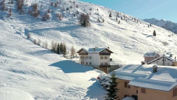 Aerial View Cottages Chalets Ski Resort Ski Area Madesimo Valchiavenna — Stock Video