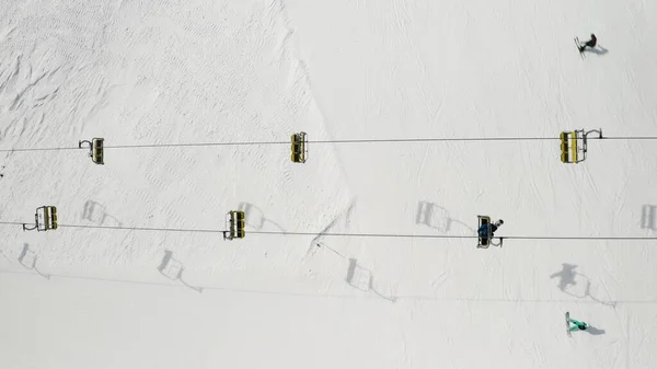 Uitzicht Het Skigebied Livigno Lombardije Italië Stoelliften Skiliften Gondelliften Zijn — Stockfoto