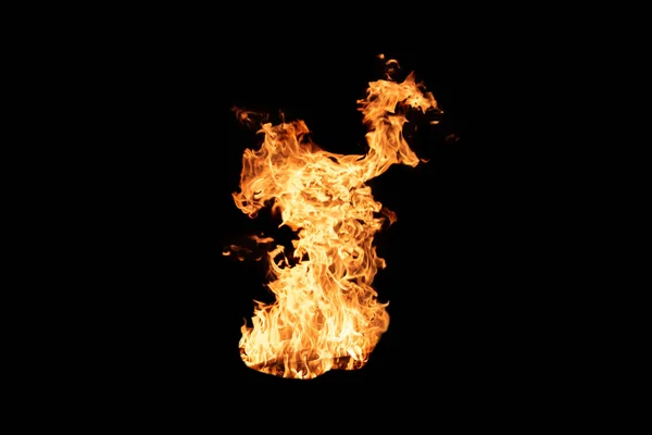 Feuerflamme Brennt Isoliert Auf Dunklem Hintergrund Abstraktes Kaminlicht Auf Schwarzem — Stockfoto