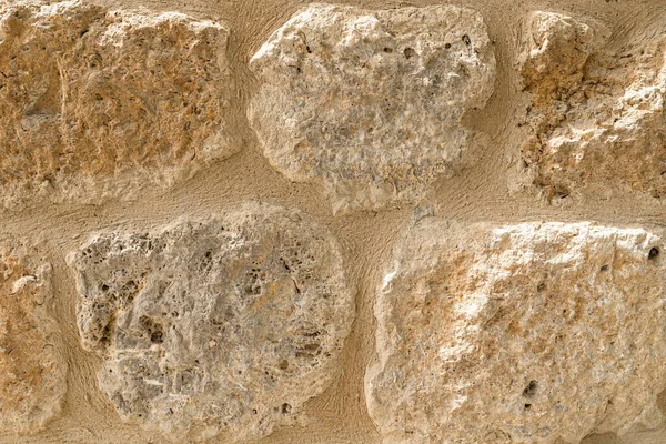 Stary Beżowy Kamienny Ściana Tło Tekstura Zbliżenie Stara Powierzchnia Muru — Zdjęcie stockowe