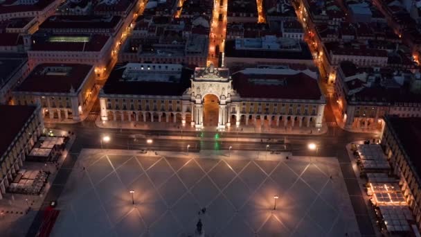 Αεροφωτογραφία Της Κεντρικής Πλατείας Εμπορική Πλατεία Άγαλμα Του Βασιλιά Χοσέ — Αρχείο Βίντεο