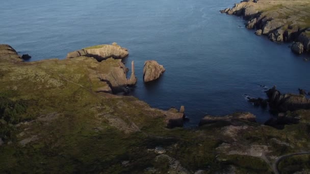 Aerial Cinematic Flight Cable John Cove Klondike Hiking Trails Atlantic — стокове відео