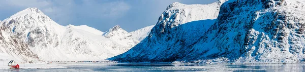 Paysage Hivernal Paysages Montagneux Spectaculaires Lofoten Norvège — Photo