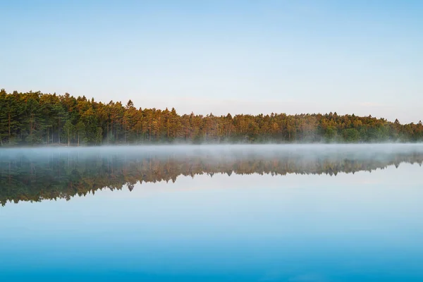 Reflexe Jezera Lesa Při Východu Slunce — Stock fotografie