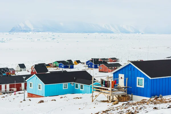 Budovy Vesnici Qaanaaq Grónsko — Stock fotografie