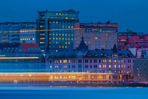 Morning Sky Fills Light Ferry Sets Gothenburg Sweden Illuminated Architecture — Stock Photo, Image