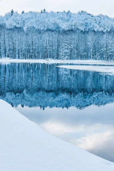 Eine Ruhige Winterlandschaft Schweden Der Sich Frostiges Eis Und Schnee — Stockfoto