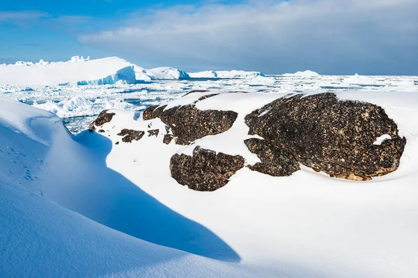 Grönland Batı Kıyısındaki Ilulissat Fjord Daki Buzdağları — Stok fotoğraf