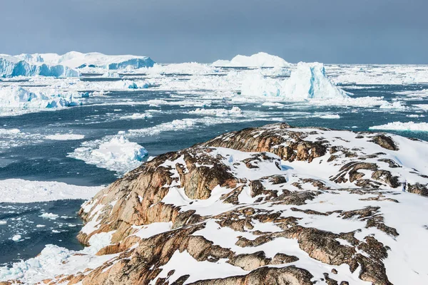 Айсберги Илулиссат Фьорде Западном Побережье Гренландии — стоковое фото