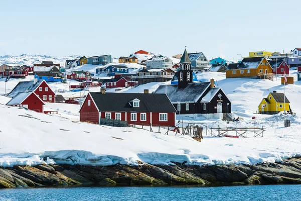 Илулиссат Прибрежный Город Западной Гренландии Известен Илулиссат Айсфьорд Огромными Айсбергами Лицензионные Стоковые Изображения