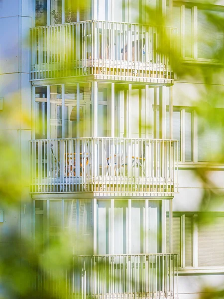 Жилые Здания Белыми Фасадами Балконами Гётеборге Швеция — стоковое фото