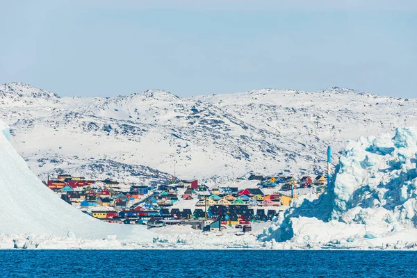 Colorful Buildings Winter Landscape Greenland — Stock Photo, Image