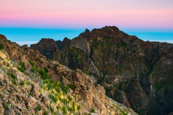 Bergslandskap Vid Soluppgången Madeira — Stockfoto
