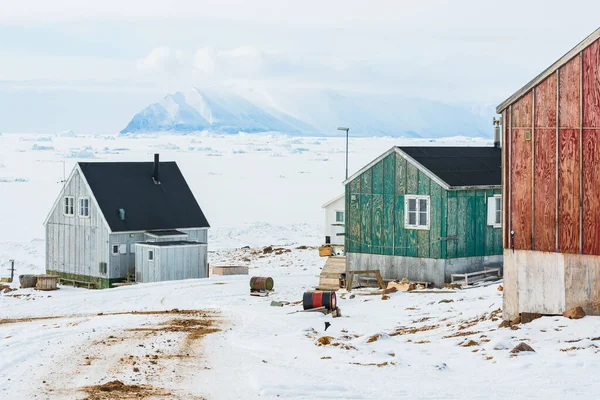 Domy Vesnici Qaanaaq Grónsko — Stock fotografie