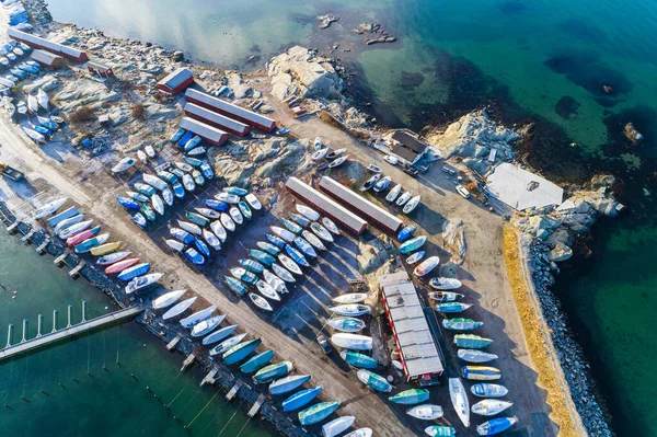 Aerial View Harbor Winter — Stock Photo, Image