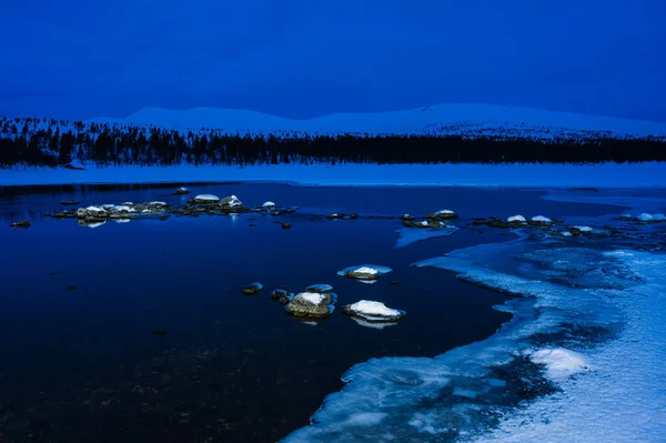 Πάγος Σταθερή Λίμνη Νωρίς Πρωί — Φωτογραφία Αρχείου