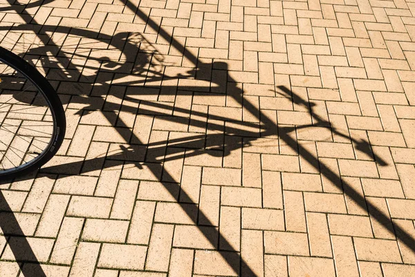 Велосипеды Припаркованы Улице Тенями — стоковое фото