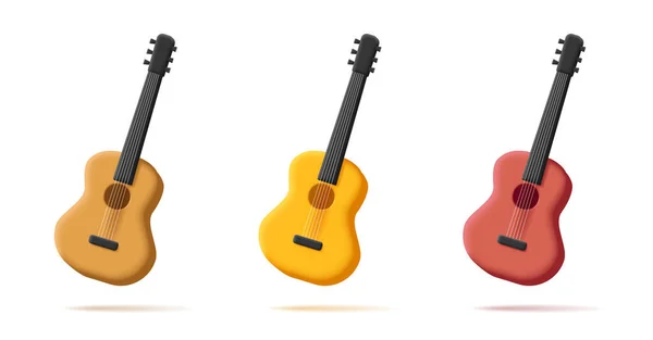 Gitar Simgesi Beyaz Arkaplanda Izole Edildi Klasik Gitar Tahtasının Rengi — Stok Vektör