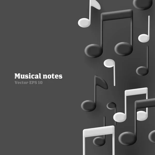 Müzik Notaları Siyah Beyaz Kompozisyon Dekorasyon Vektörü — Stok Vektör
