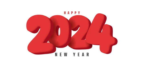 Hyvää Uutta Vuotta 2024 Yksinkertainen Pyöristetty Punaisia Numeroita Valkoisella Taustalla vektorigrafiikoita