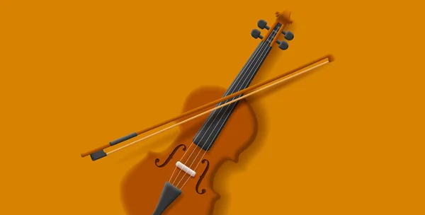 Коричневая Скрипка Векторной Иллюстрацией Инструмента Лука Реалистичный Мультяшный Стиль — стоковый вектор